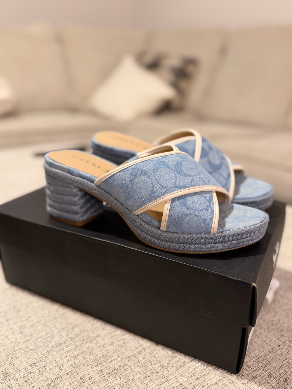 Coach Sloan Espadrille Sandals Chambray Size 7